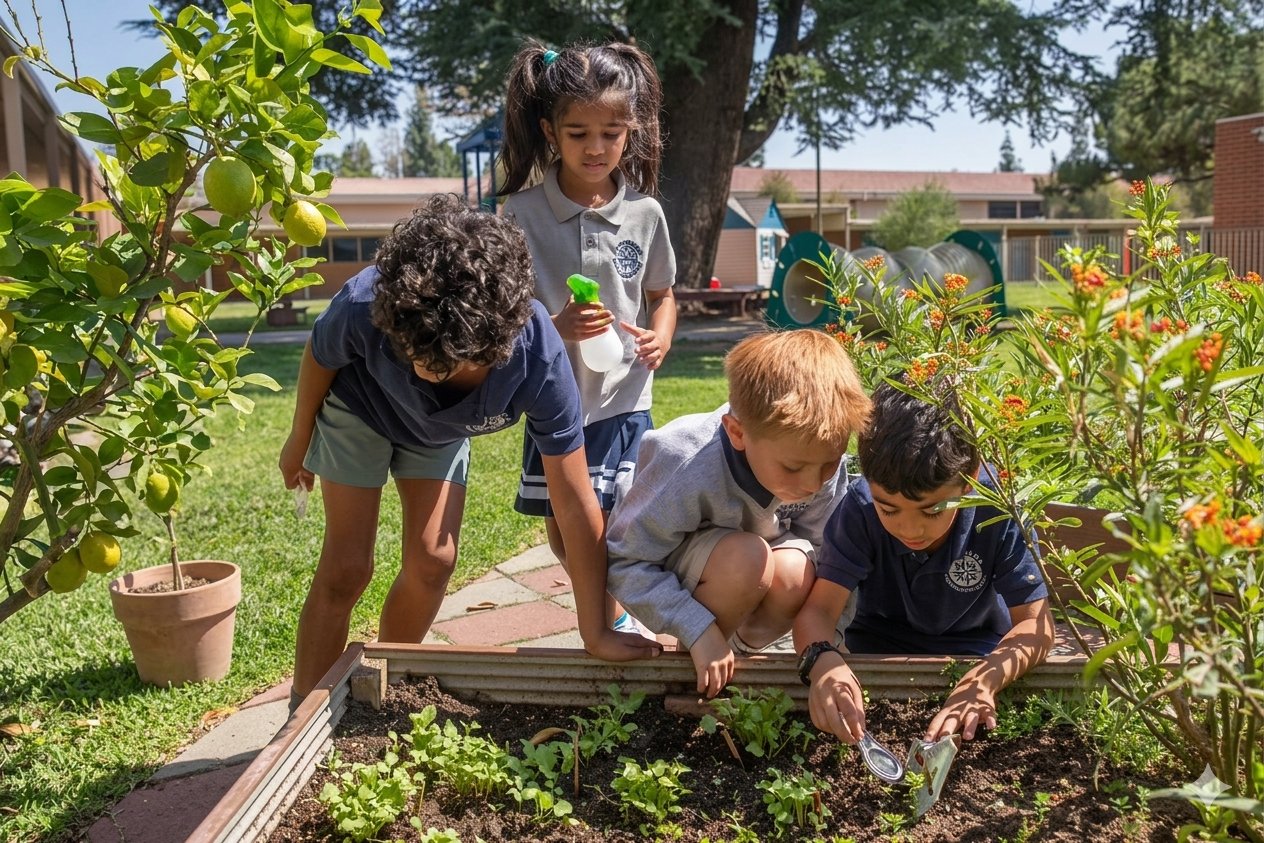 Hands in soil during outdoor inquiry