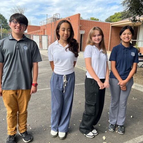 Congratulations to our Middle School Student Council Officers. (Left to Right) Secretary, Wilde T. ('25), President, Samantha T. ('25), Vice President, Milana I. ('26), and Public Relations Officer, Lexi M. ('26). The officers met this week with the class representatives to plan the Fun Days and school spirit activities. We look forward to an outstanding year under their leadership.